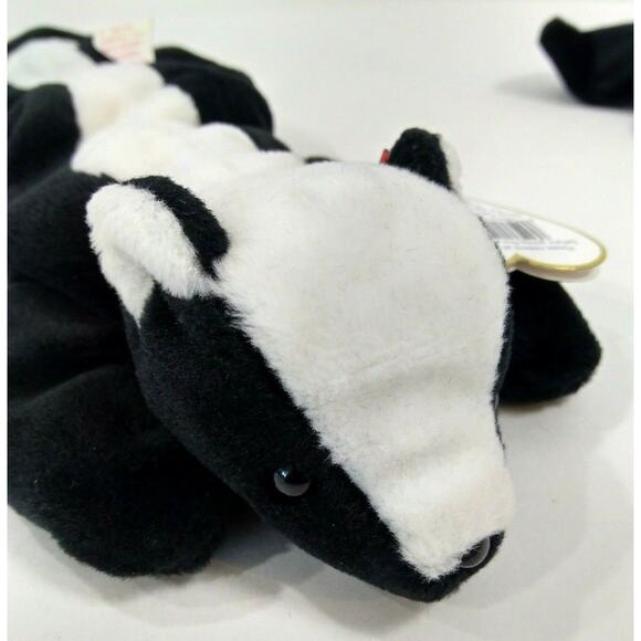 2x Vintage Ty Beanie Babies Ringo the Raccoon + Stinky the Skunk Plush Beanies - Picture 5 of 11